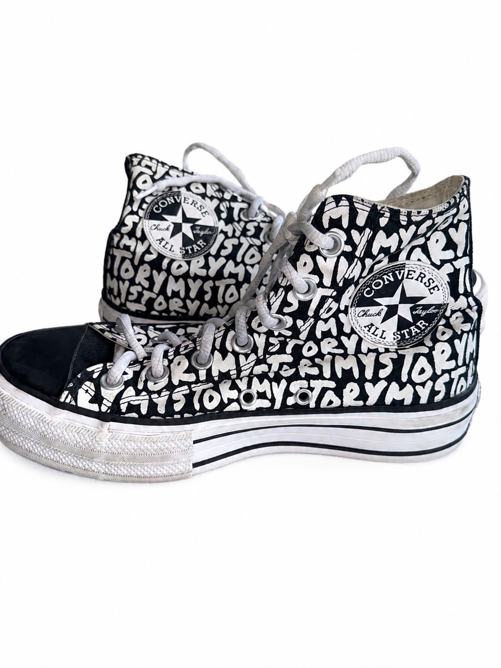 Converse Chuck Taylor Ty All Star High Top Sneakers - Black/White Graphic - Picture 1 of 5